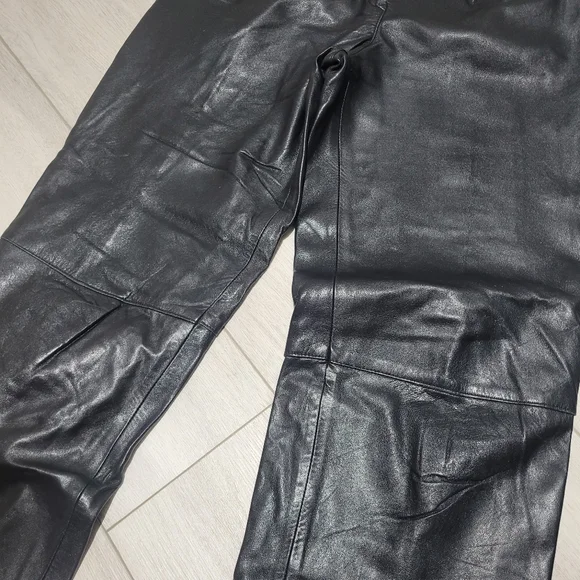 Rumors & Gossip Women's Vintage Leather High Waist Tapered Pants 26 Black Biker - Picture 4 of 8